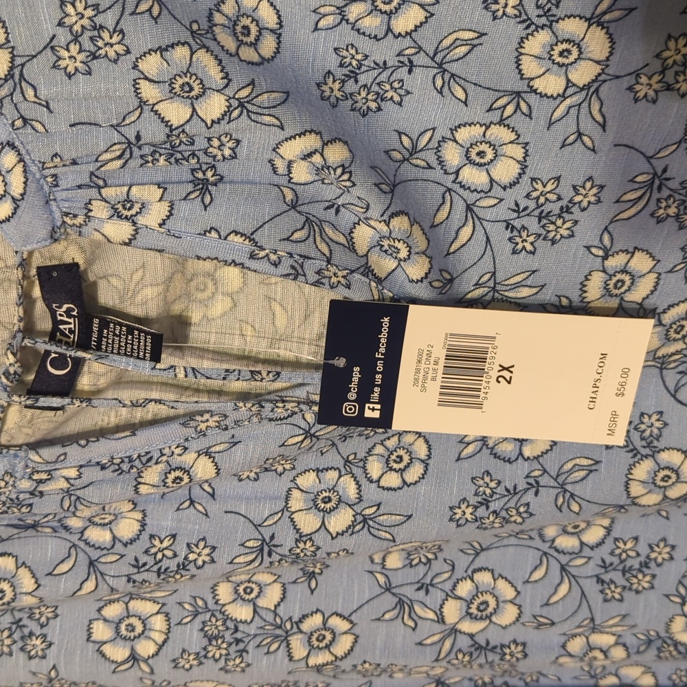 NEW Chaps Plus-Size Floral Ruffle Sleeve Blouse - Picture 3 of 7